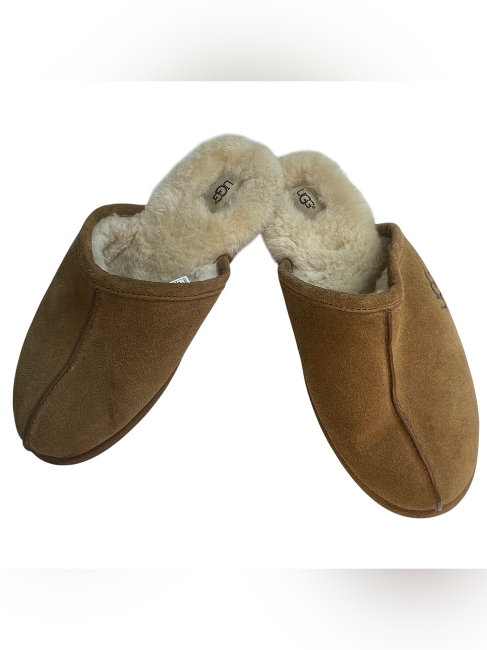 UGG Slippers Men's Size 12 / 45 The Scuff Brown Chestnut Suede Leather Shearling